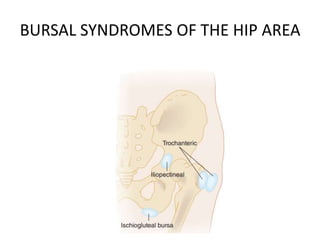 BURSAL SYNDROMES OF THE HIP AREA
 