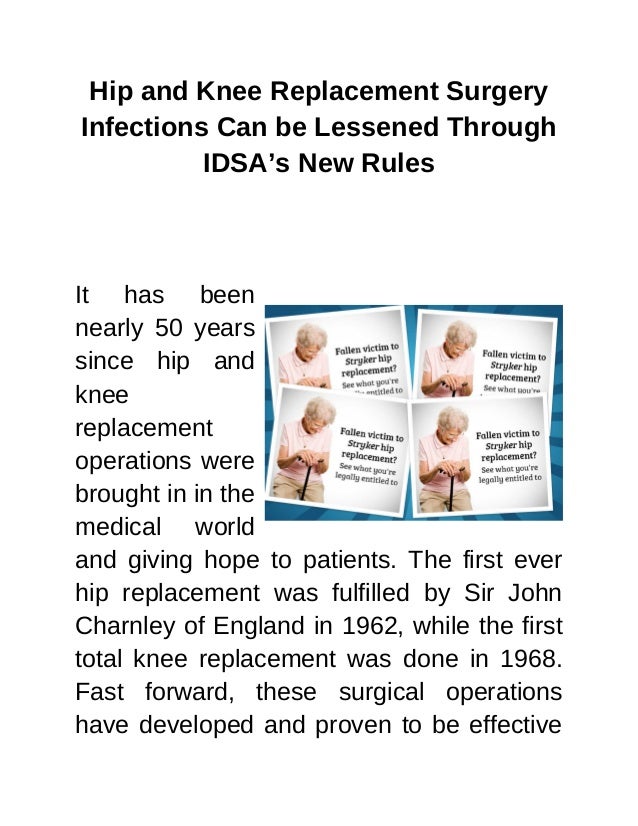 Hip and Knee Replacement Surgery Infections Can be Lessened Through