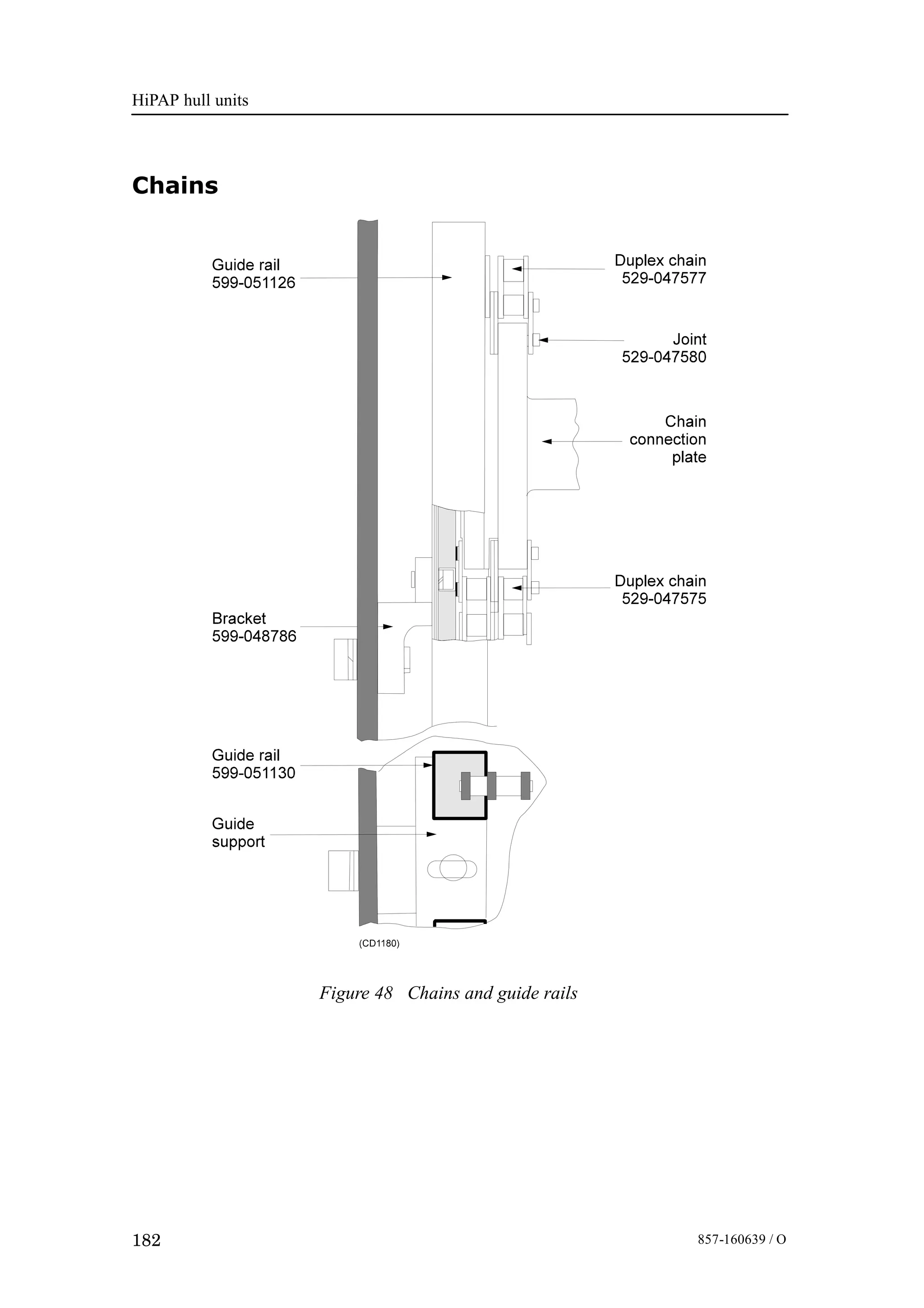 HiPAP hull units
182 857-160639 / O
Chains
Figure 48 Chains and guide rails
 
