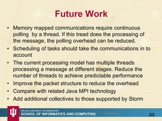 Original
Binary Tree
Flat Tree
Bidirectional
Ring
Speedup of latency with both TCP based and Shared Memory based
communications for different algorithms and sizes
12/16/2015
23
Original and new Storm Broadcast Algorithms
 