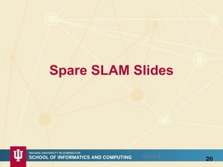 Thank You
• References
– Our software https://github.com/iotcloud
– Apache Storm http://storm.apache.org/
– We will donate software to Storm
– SLAM paper
http://dsc.soic.indiana.edu/publications/SLAM_In_
the_cloud.pdf
– Collision Avoidance paper http://goo.gl/xdB8LZ
12/16/2015
26
 