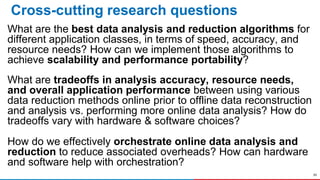 35
Cross-cutting research questions
What are the best data analysis and reduction algorithms for
different application cla...