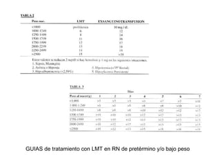 GUIAS de tratamiento con LMT en RN de pretérmino y/o bajo peso