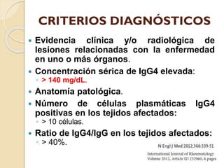 CRITERIOS DIAGNÓSTICOS
Evidencia clínica y/o radiológica de
lesiones relacionadas con la enfermedad
en uno o más órganos.
...