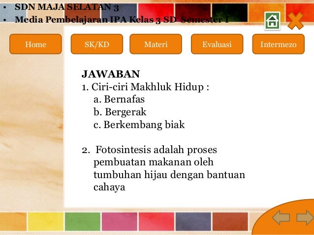 Pembelajaran IPA SD kelas 3 semester 1