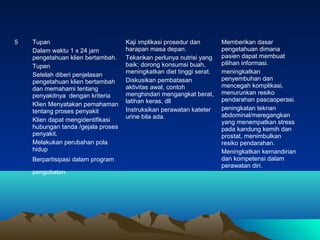 5

Tupan
Dalam waktu 1 x 24 jam
pengetahuan klien bertambah.
Tupen
Setelah diberi penjelasan
pengetahuan klien bertambah
d...