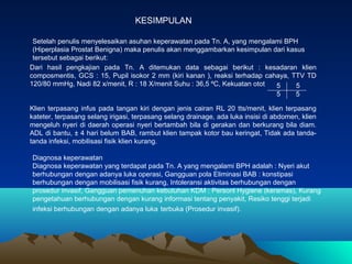 KESIMPULAN
Setelah penulis menyelesaikan asuhan keperawatan pada Tn. A, yang mengalami BPH
(Hiperplasia Prostat Benigna) m...