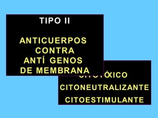 CITOTÓXICO  CITONEUTRALIZANTE CITOESTIMULANTE TIPO II ANTICUERPOS  CONTRA ANTÍGENOS  DE MEMBRANA 
