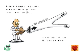 O s a n g u e c i r c u la p e lo c o r p o
h u m a n o g r a ç a s a o e fe i to
i m p u ls o r d o c o r a ç ã o . . .




                                                                                           . . . Q u e a tu a c o m o s e
                                                                                           fo s s e u m a b o m b a .


                             M IN IS T É R IO D A S A Ú D E
         C o o r d e n a ç ã o d e D o e n ç a s C r ô n ic o - D e g e n e r a t iv a s
 