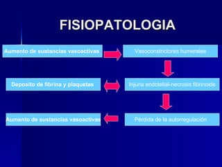FISIOPATOLOGIA Aumento de sustancias vasoactivas   Deposito de fibrina y plaquetas   Aumento de sustancias vasoactivas Vas...
