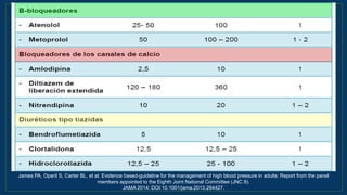 James PA, Oparil S, Carter BL, et al. Evidence based-guideline for the management of high blood pressure in adults: Report from the panel
members appointed to the Eighth Joint National Committee (JNC 8).
JAMA 2014; DOI:10.1001/jama.2013.284427.
 