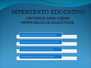 HIPERTEXTO EDUCATIVO CRITERIOS PARA CREAR HIPERVINCULOS EDUCATIVOS 