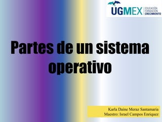 Partes de un sistema
operativo
Karla Daine Meraz Santamaria
Maestro: Israel Campos Enriquez
 