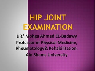 DR/ Mohga Ahmed EL-Badawy
Professor of Physical Medicine,
Rheumatology& Rehabilitation.
Ain Shams University
 