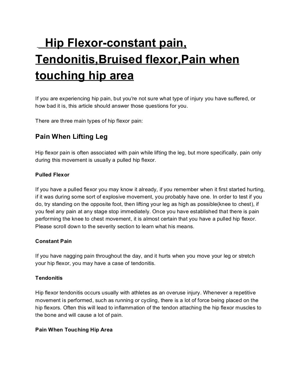 Hip flexor causes, symptoms and treatment