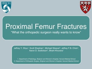 Proximal Femur Fractures
Jeffrey Shyu, MD
 