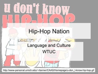 Hip-Hop Nation Language and Culture WTUC http://www-personal.umich.edu/~rtanner/CAAS/Homepage/u-don_t-know-hip-hop.gif 