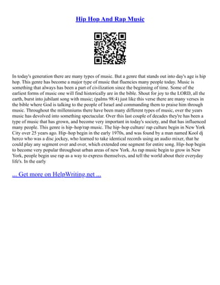 Hip Hop Vs Rap | PDF
