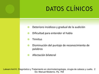 PREVENCIÓN Programa de conservación auditivaMonitoreo del ruidoControles de ingenieríaControles administrativosEducación de los trabajadoresValoraciones audiométricas periódicasLalwani Anil K. Diagnóstico y Tratamiento en otorrinolaringologia, cirugia de cabeza y cuello.  2 Ed. Manual Moderno. Pp. 761-763