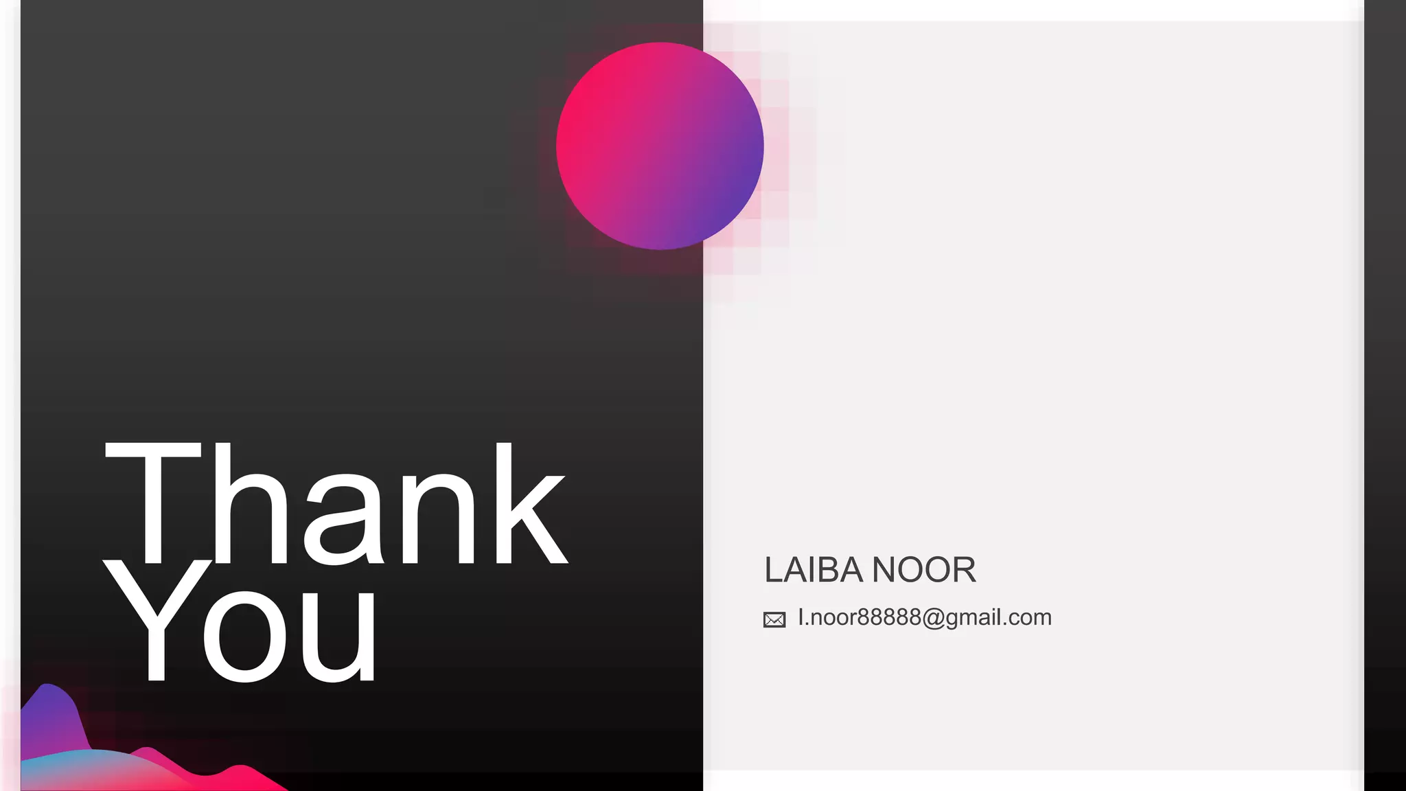 Thank
You
LAIBA NOOR
l.noor88888@gmail.com
 