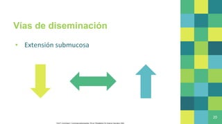 Vías de diseminación
▪ Extensión submucosa
20
Flint P, Cummings C. Cummings otolaryngology. 7th ed. Philadelphia, Pa: Elsevier, Saunders; 2020
 