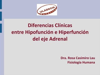 Diferencias Clínicas entre Hipofunción e Hiperfunción del eje Adrenal Dra. Rosa Casimiro Lau Fisiología Humana 