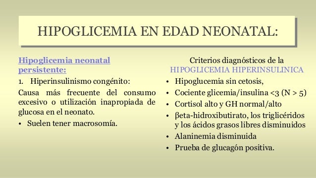 Hipoglicemia en el niño Hipoglicemia en el niño
