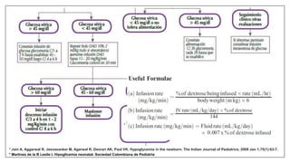 * Martinez de la B Leslie I. Hipoglicemia neonatal. Sociedad Colombiana de Pediatría
* Jain A, Aggarwal R, Jeevasanker M, Agarwal R, Deorari AK, Paul VK. Hypoglycemia in the newborn. The Indian Journal of Pediatrics. 2008 Jan 1;75(1):63-7.
 