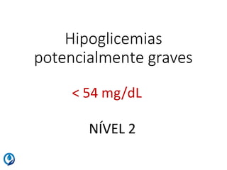 Hipoglicemias
potencialmente graves
< 54 mg/dL
NÍVEL 2
 