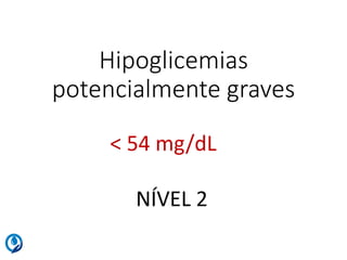 Hipoglicemias
potencialmente graves
< 54 mg/dL
NÍVEL 2
 