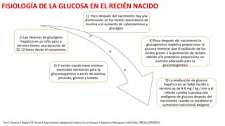 GLUCAGON, HORMONA DEL CRECIMIENTO
ADRENALINA, CORTISOL
HOMEOSTASIS DE LA GLUCOSA: Producto del equilibrio hormonal
Vora S, Chandran S, Rajadurai VS, Hussain K. Hyperinsulinemic Hypoglycemia in Infancy: Current Concepts in Diagnosis and Management. Indian Pediatr. 2015 Dec;52(12):1051-9.
Promueve la captación
periférica de glucosa
Aumentan la producción de
glucosa hepática por
glucogenólisis seguido de la
gluconeogénesis
 