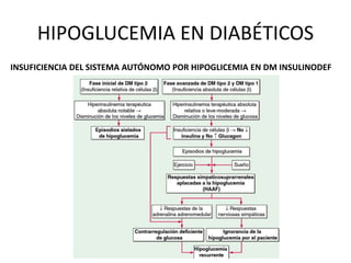 INSUFICIENCIA DEL SISTEMA AUTÓNOMO POR HIPOGLICEMIA EN DM INSULINODEF
HIPOGLUCEMIA EN DIABÉTICOS
 