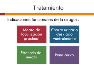 Tratamiento
Indicaciones funcionales de la cirugía :
 