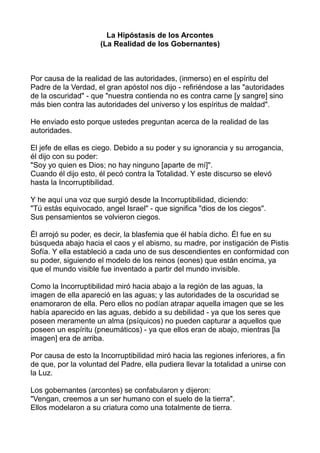 Hispostasis de los arcontes develado por vm principe gurdjieff PDF