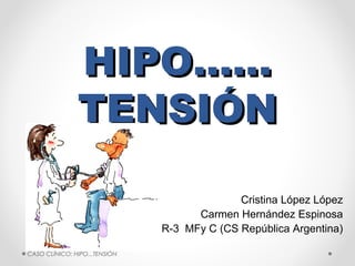 HIPO……
TENSIÓN
Cristina López López
Carmen Hernández Espinosa
R-3 MFy C (CS República Argentina)
CASO CLÍNICO: HIPO...TENSIÓN

 