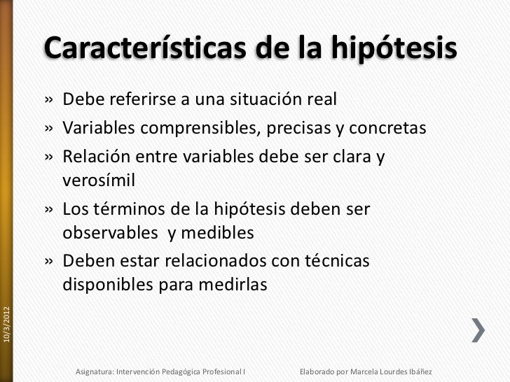 Características De La Hipótesis De Investigación