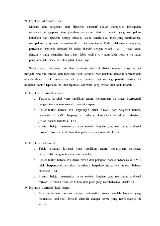 Hipotesis Hipotesis Satu Rata Rata