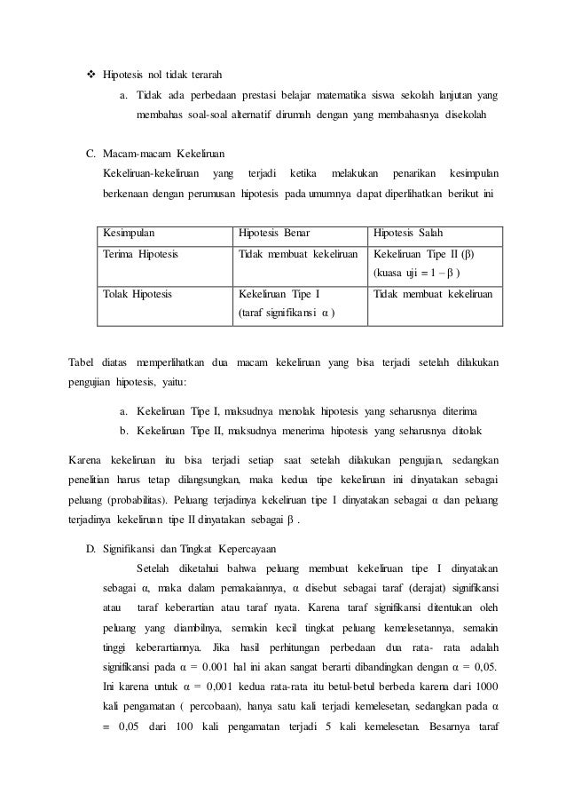 Hipotesis Hipotesis Satu Rata Rata