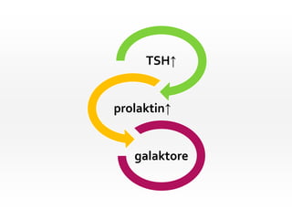 TSH↑


prolaktin↑


   galaktore
 