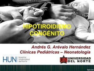 HIPOTIROIDISMO
   CONGÉNITO

      Andrés G. Arévalo Hernández
Clínicas Pediátricas – Neonatología
 