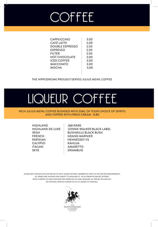 Food Menu at The Hippodrome | PDF