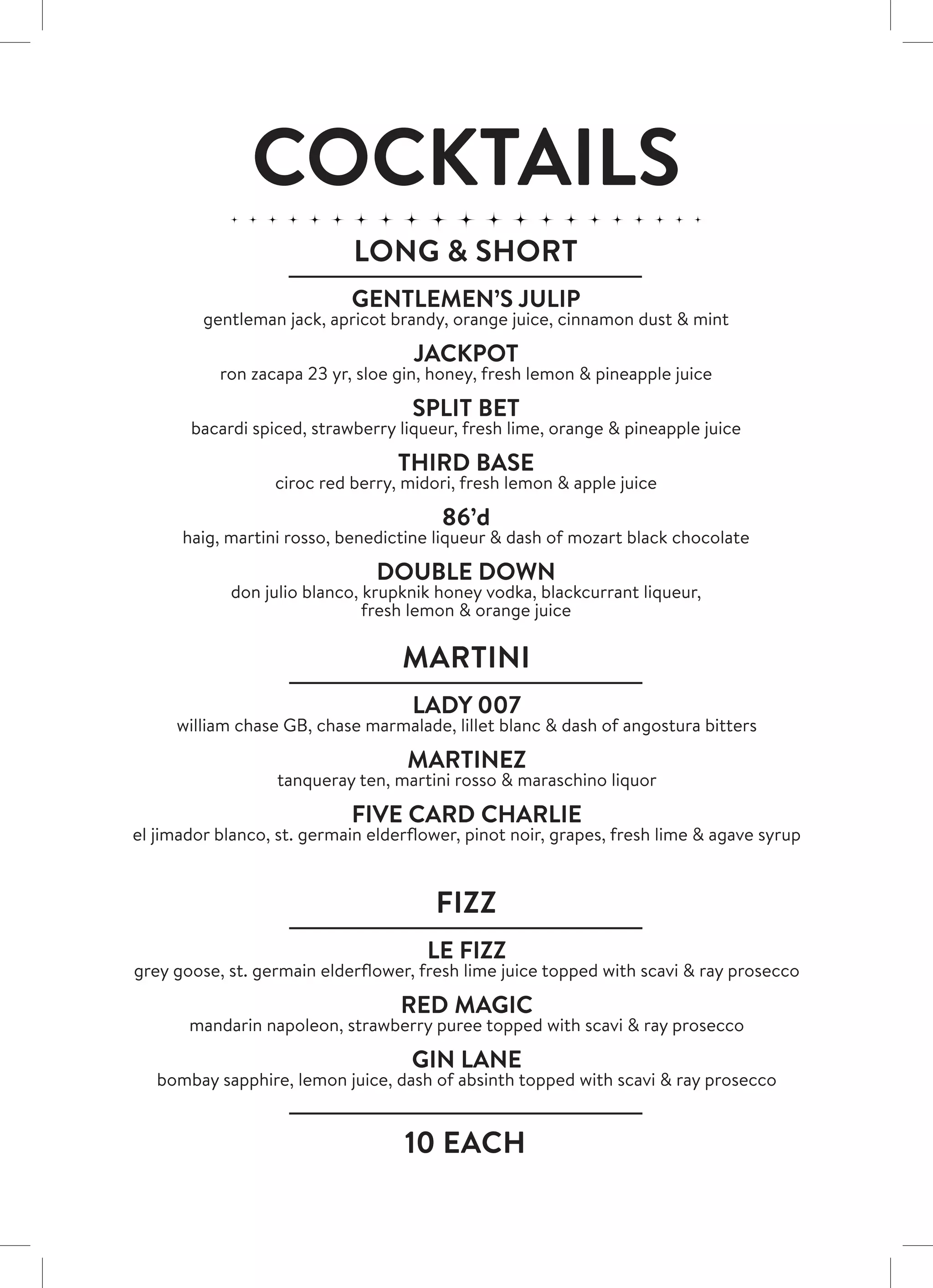 Menu for Cocktails at The Hippodrome | PDF