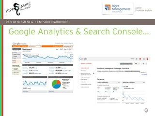 47
Atelier
Stratégie digitale
REFERENCEMENT & ET MESURE D’AUDIENCE
Google Analytics & Search Console…
 