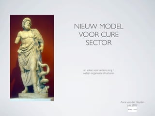 NIEUW MODEL
 VOOR CURE
   SECTOR


  en anker voor andere zorg /
  welzijn organisatie structuren




                                   Anne van der Heyden
                                        juni 2012
 