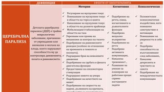 ДЕФИНИЦИЯ ЕФЕКТИ ОТ ХИПОТЕРАПИЯТА
ЦЕРЕБРАЛНА
ПАРАЛИЗА
Детската церебрална
парализа (ДЦП) е трайно
неврологично
заболяване, причинено
от увреждания или
аномалии в мозъка на
плода, които нарушават
способността му да
контролира движенията,
позата и равновесието.
Моторни Когнитивни Психологически
 Регулиране на мускулния тонус
 Повишаване на мускулния тонус
в областта на торса и шията
 Намаляване на мускулния тонус
в областта на долните крайници
 Мобилизация/стабилизация на
областта на таза
 Укрепване или проява на
механизми за контрол на тялото
 Подобряване на равновесните
реакции (особено по отношение
на промените в темпото и
посоката).
 Редуциране броя на неволевите
движения
 Подобряване на грубата и фината
двигателна функция
 Предоставяне на сензомоторна
стимулация
 Редуциране нивото на умора
 Подобряване на качеството на
живот
 Подобряване на скоростта на
ходене, дължината на крачката,
 Подобрение на
речта, езика,
когнитивните и
дъвкателните
функции
 Подобрено
визуално
възприятие
 Подобряване на
речта
 Подобрява
активната
комуникация,
 Намалена
тревожност ,
 Развиване на
умение за
планиране на
работния процес
спрямо
поставените
задачи
 Положителни
психосоматични
въздействия, като
повишено
самочувствие и
мотивация
 Повишаване на
увереността в себе
си
 Подобрява
способността за
възстановяване
след заболяване,
 Намалява
депресията и
чувството за
самота
 Подобряване на
междуличностната
комуникация
 