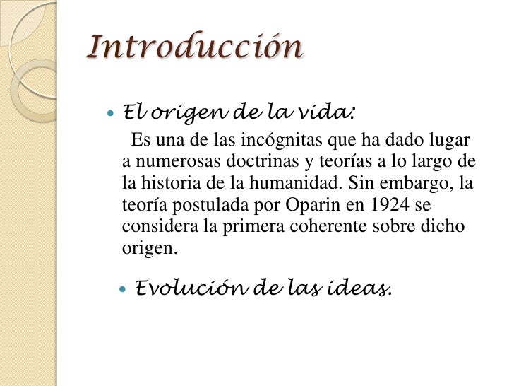 Hipótesis sobre el origen de la vida