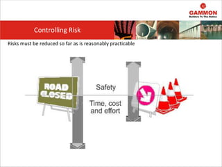 Risks must be reduced so far as is reasonably practicable
Controlling Risk
 
