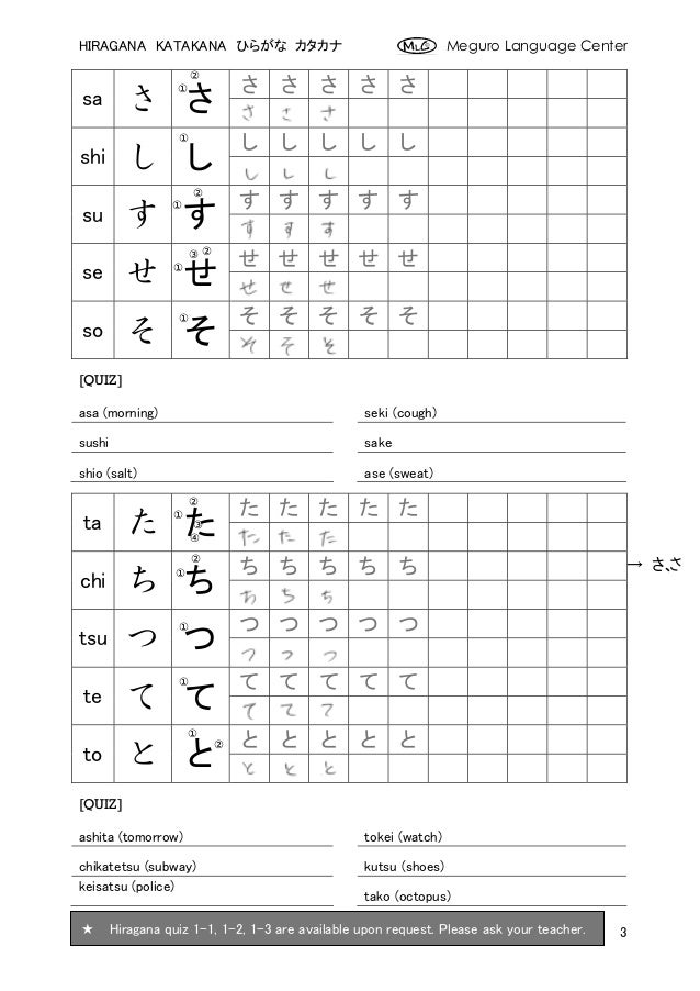 Hiragana katakana worksheet