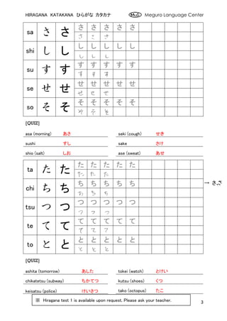 Hiragana Katakana Worksheet Answers