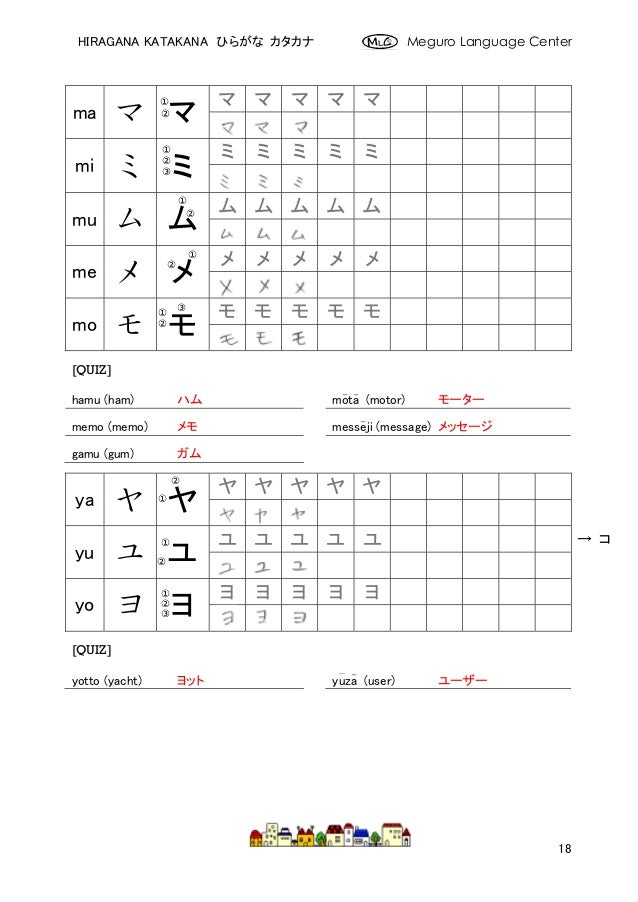 Hiragana Katakana Worksheet Answers
